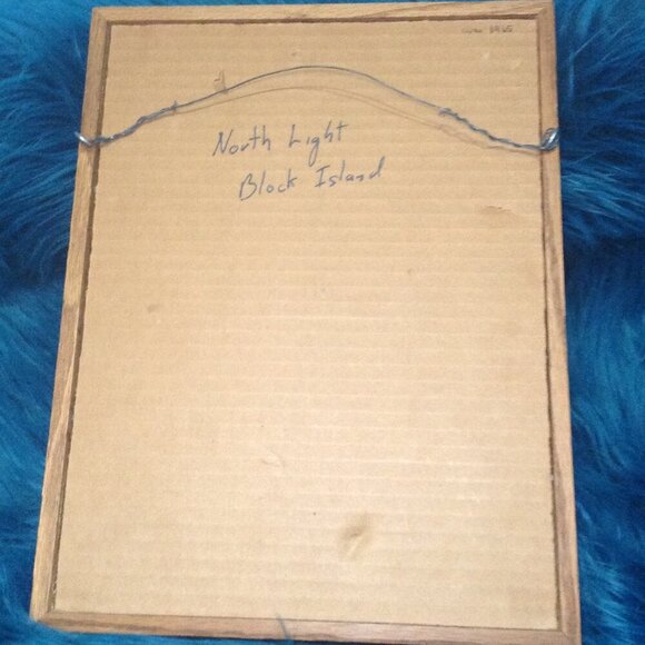 VINTAGE Inlay Marquetry Teak/Cherry Block Island lighthouse, Beachy, Vacation - Picture 2 of 4